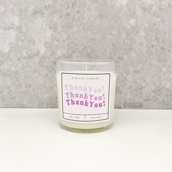 Thank You Candle Gift Candle Thank You Appreciation Gift Thank You Favor Candle Gratitude Gift For Her Candle Decorative Aesthetic Candle