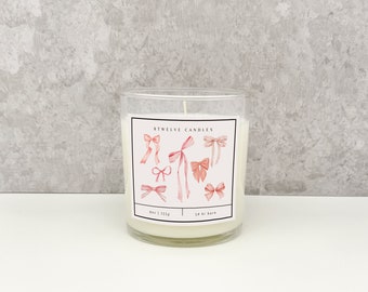 Pink Bow Candle Pink Decor Coquette Candle Gift Bow Candle Pink Coquette Room Decor Aesthetic Candle Decor Pink Ribbon Gift Candle For Her