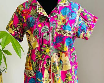 Cotton Pajama Set: Block Printed Sleepwear, Indian Lounge PJs