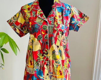 Cotton Pajama Set: Block Printed Sleepwear, Indian Lounge PJs
