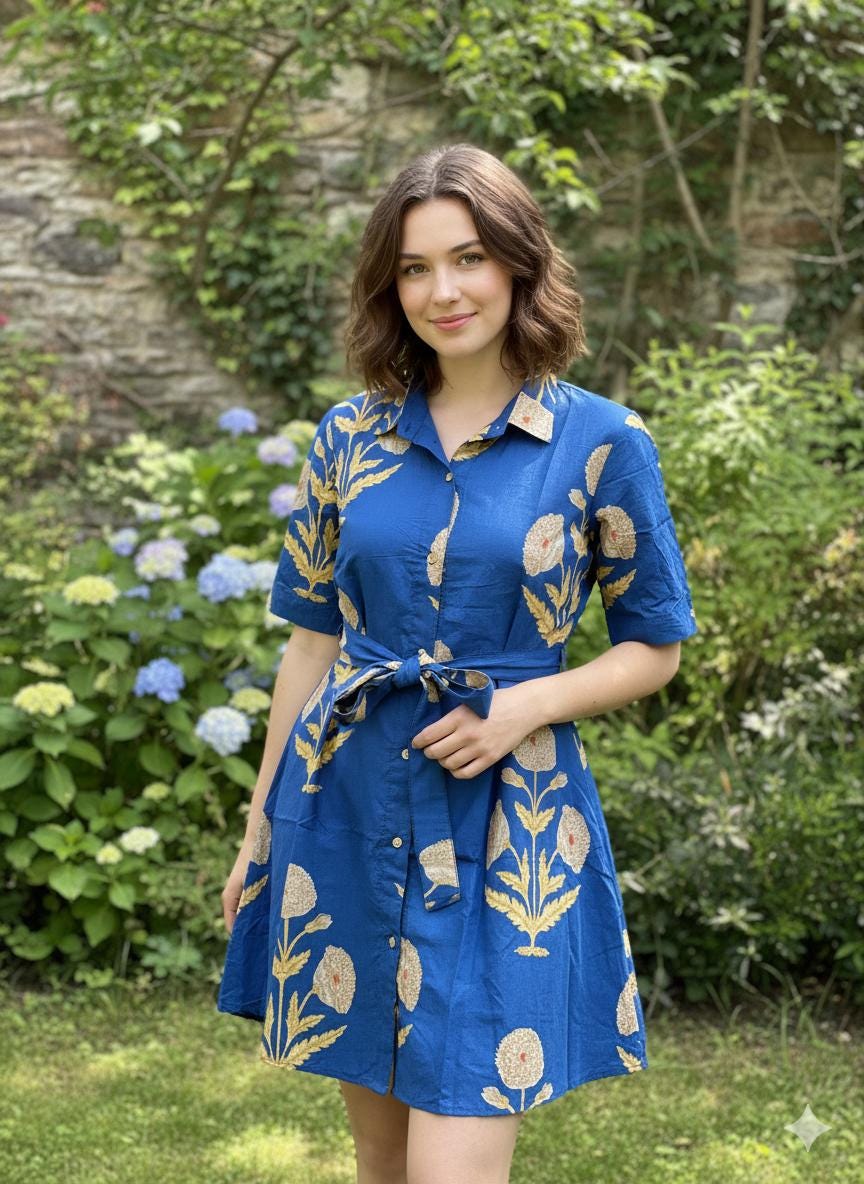 Blue and White Floral Bridesmaid Dress - Etsy