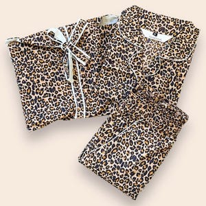 Leopard Print Cotton Nightwear Pajama Set For Women, Hand Block Print Pajama Set, Summer PJ's For, Nightwear Pajamas Set, Bridesmaid Gifts