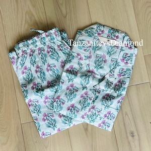 Hand Block Print Cotton Pajama Set: Jaipuri Floral Loungewear