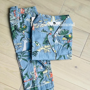 Hand Block Print Cotton Pajama Set: Jaipuri Floral Loungewear