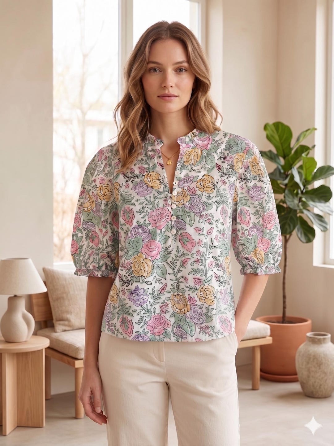 Hand Block Floral Printed Cotton Boho Top | Bohemian Cotton Top ...