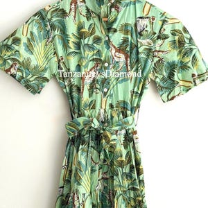 jungle green dress Forest Green Parrots Maxi Dress main image 1