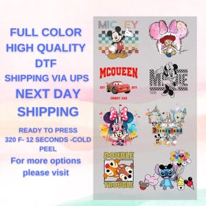 Disney DTF Transfer, Minnie Mickey Dtf,  Disney Image Transfer, Disney Dtf Transfers, Disney Gang Sheet