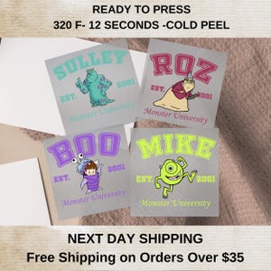 Disney Monster DTF Transfer, Disney Monsters University DTF, Disney Dtf Gang Sheet, Disney Hot Press, Disney Monster Character Dtf