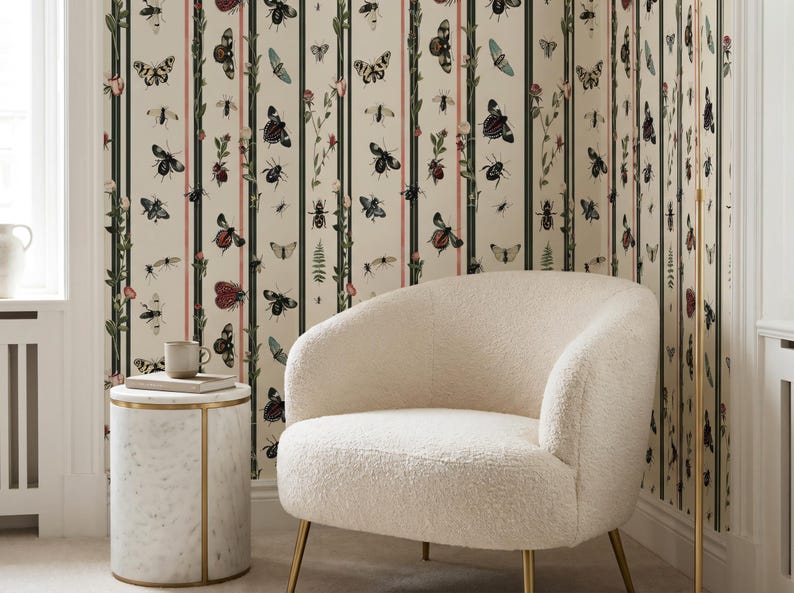Vintage Butterflies Wallpaper Design for Bedroom, Living Room, Peel and ...