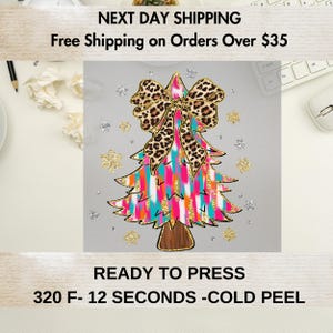 Christmas Tree DTF Transfer, Christmas Coquette Tree Ready To Press, Xmas Coquette Dtf