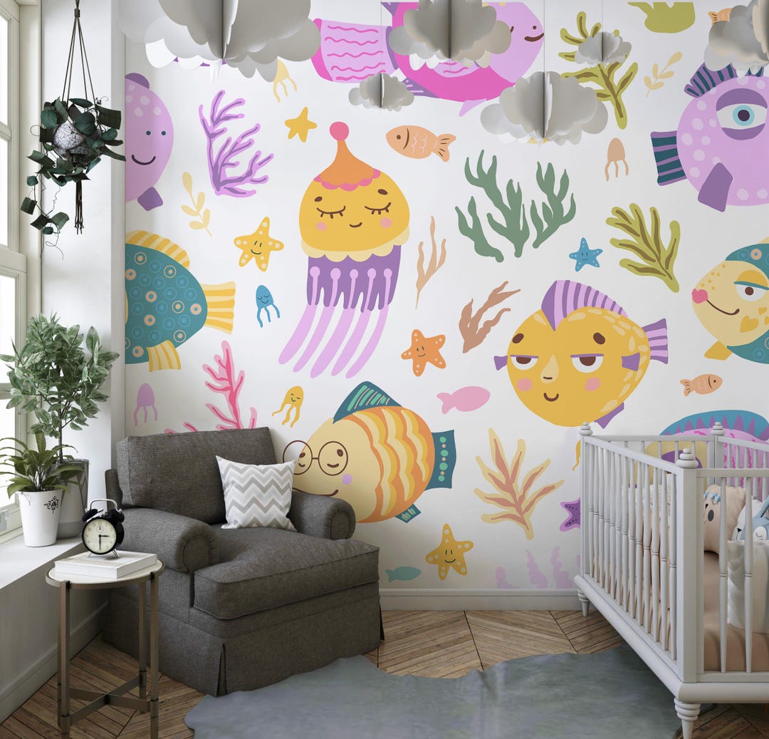 Kids Room Wallpaper, Peel and Stick Canvas Wall Mural, Child Room Mural ...