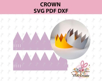 Paper crown svg, Tiara svg, King crown pdf template, Birthday crown svg