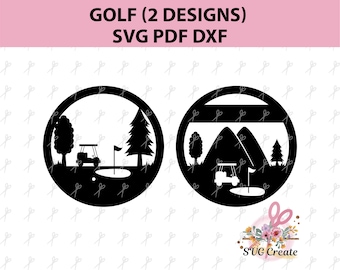 Golf monogram svg, golf course pdf, golfer cut file