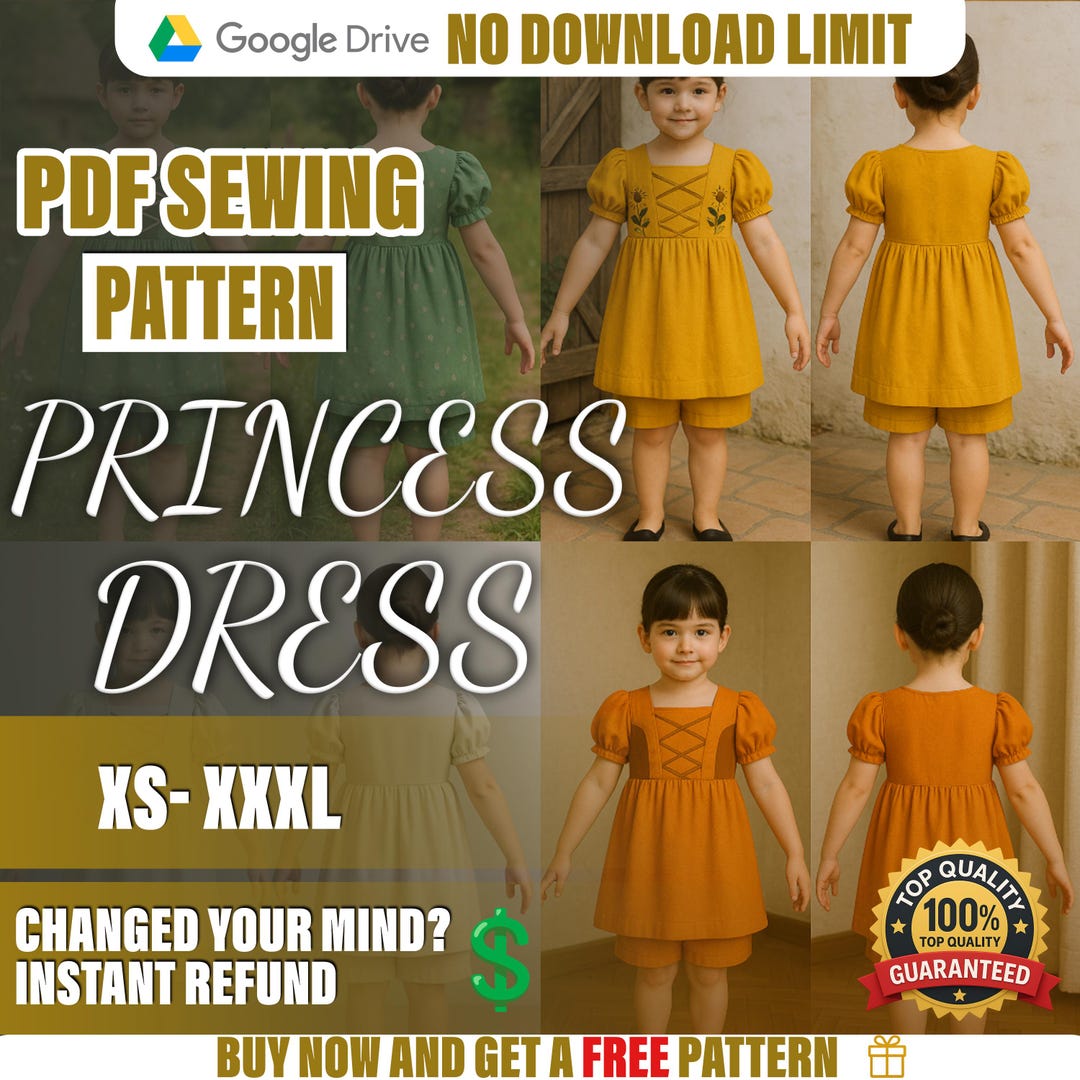 PDF Princess Dress Sewing Pattern | Beginner Sewing Pattern | A4-a0 ...