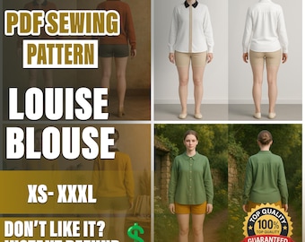 PDF Blouse Sewing Pattern  | XS–XXXL | Beginner Sewing Pattern | a4-a0 pattern | Women Blouse Pattern  |  Peplum Blouse Top Women