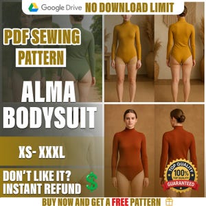 PDF Bodysuit Sewing Pattern  | XS–XXXL | Beginner Sewing Pattern | a4-a0 pattern | Women Bodysuit Pattern | Halter Backless Bodysuit Pattern
