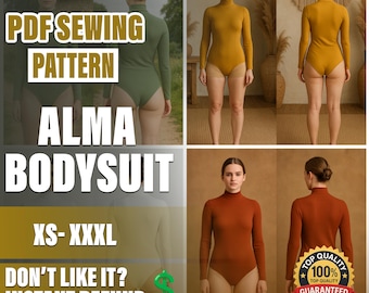 PDF Bodysuit Sewing Pattern  | XS–XXXL | Beginner Sewing Pattern | a4-a0 pattern | Women Bodysuit Pattern | Halter Backless Bodysuit Pattern