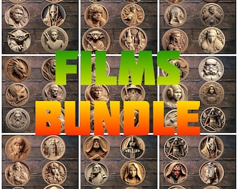 FILMS BUNDLE LASER engraving designs for diode lasers,co2 lasers,fiber laser,3D laser engraving files pack,Laser Designs bundle,Lightburn