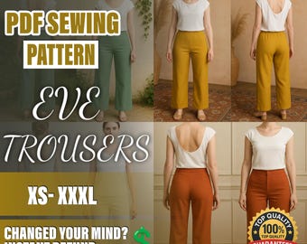 PDF Wide Leg Pants Sewing Pattern  | XS–XXXL | Beginner Sewing Pattern | a4-a0 pattern | Elastic Wide Pants Pattern | Palazzo Pants Pattern