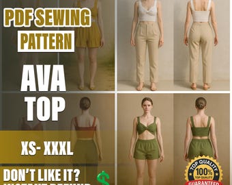 PDF トップスの縫製パターン | XS～XXXL | 初心者向け縫製パターン