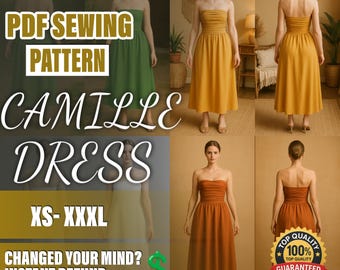 PDF Dress Sewing Pattern  | XS–XXXL | Beginner Sewing Pattern | a4-a0 pattern | Women Dress Pattern | Midi Dress | Maxi Dress Pattern