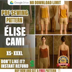 PDF Cami Sewing Pattern  | XS–XXXL | Beginner Sewing Pattern | a4-a0 pattern | Women Dress Pattern | Cute Sewing Pattern | Summer Cami Top