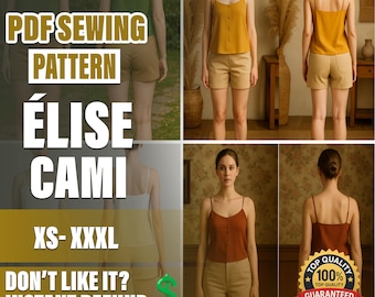 PDF Cami Sewing Pattern  | XS–XXXL | Beginner Sewing Pattern | a4-a0 pattern | Women Dress Pattern | Cute Sewing Pattern | Summer Cami Top