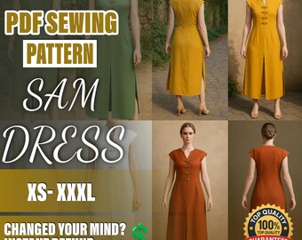 PDF Dress Sewing Pattern  | XS–XXXL | Beginner Sewing Pattern | a4-a0 pattern | Cheongsam Pattern | Mandarin Dress | Asian Dress Pattern