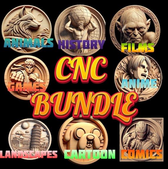 3D CNC Router STL Mega Bundle, Animals, Anime, Cartoons, Games