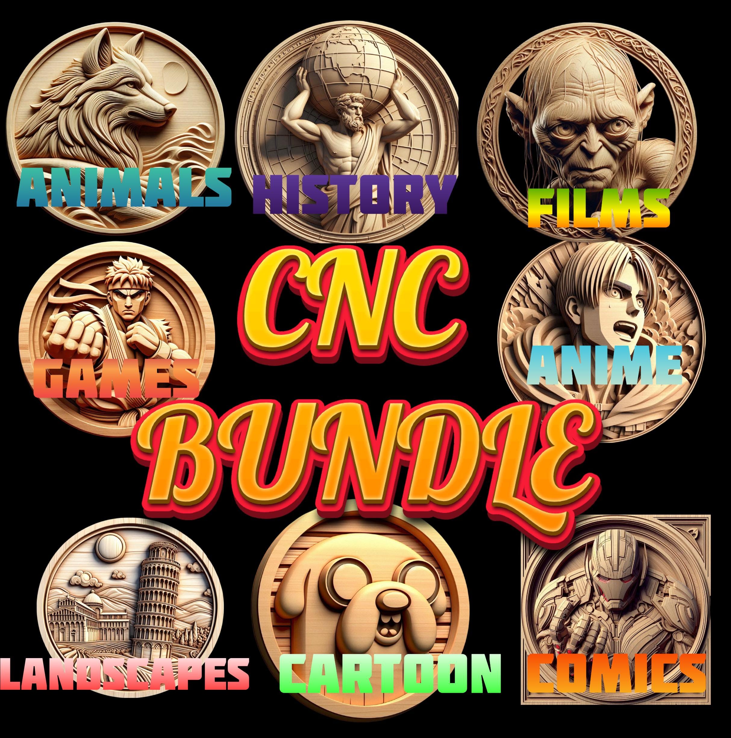 3D CNC Router STL Mega Bundle, Animals, Anime, Cartoons, Games - Etsy