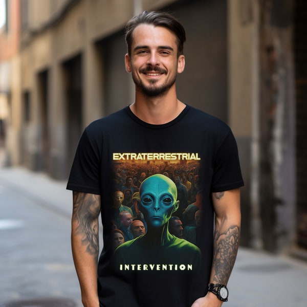 Extraterrestrial T-Shirt Unisex Cotton Tee Sci-fi T Shirt Alien Graphic Apparel Earth Crusader Tee Alien Invasion