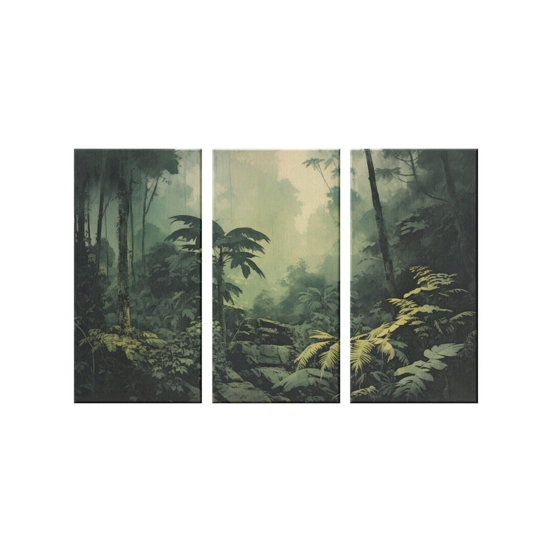 Triptych Wall Art Vietnam Rainforest Set of 3 Canvas Prints Jungle