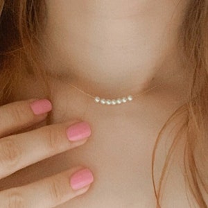 Dainty Pearl Bead Necklace: 18K Gold Dipped, Minimalist Charm