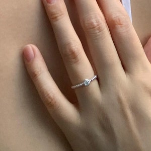 Perlen Band Diamant Solitär Ring - kleiner Ball Solo Ring - Zierlicher Einfacher Versprechensring Frauen - Minimalistischer Stapelring