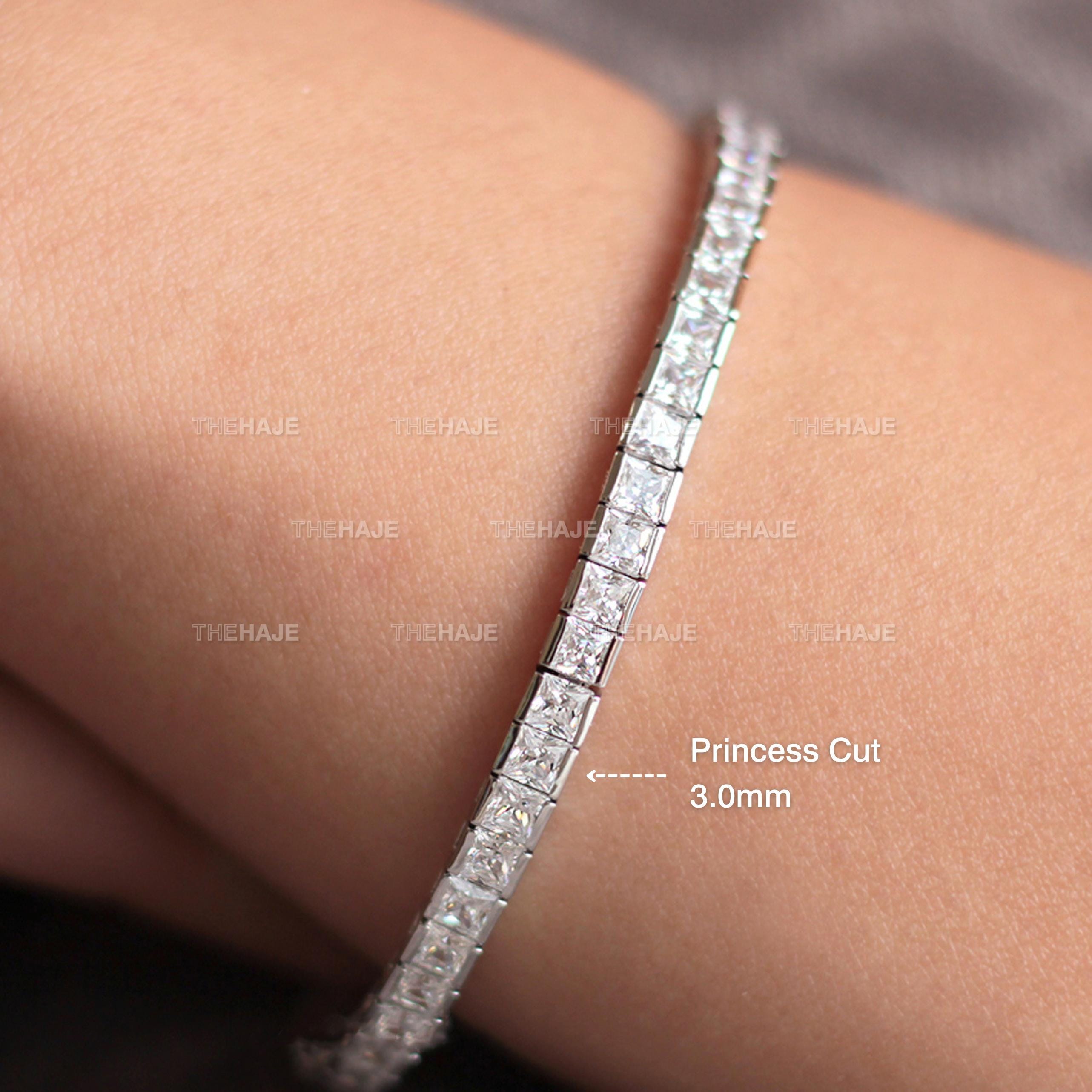 ブレスレット Tennis Bracelet [SIZE.2] 2.5mm & 3.0mm Square Tennis Bracelet, Princess Cut Cz Tennis