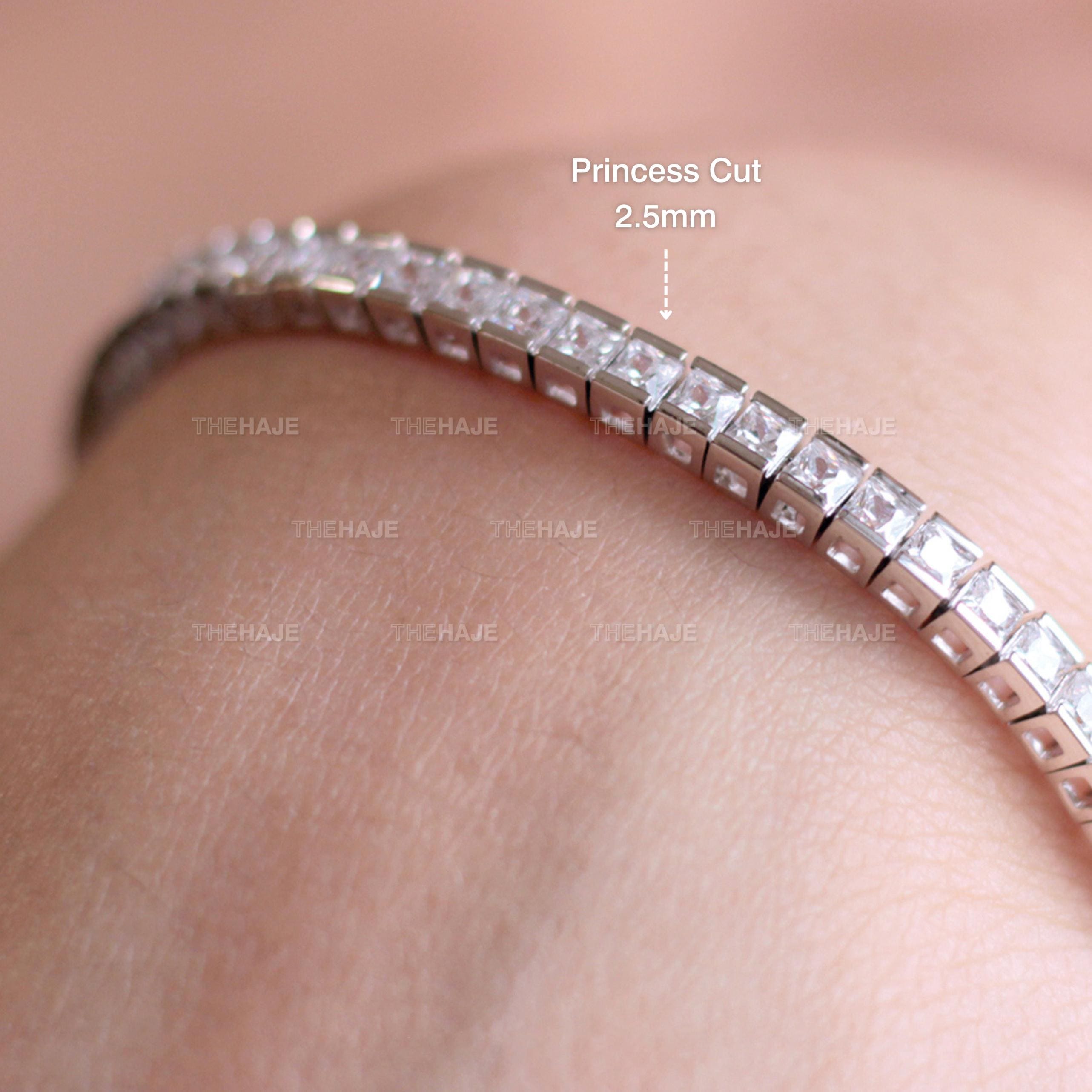 ブレスレット Tennis Bracelet [SIZE.2] 2.5mm & 3.0mm Square Tennis Bracelet, Princess Cut Cz Tennis