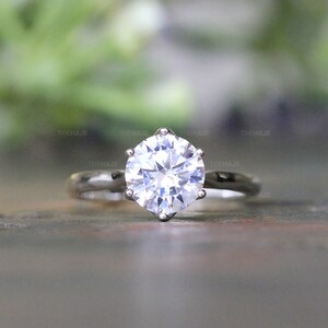 6 Prong Round Solitaire Engagement Ring, 8.0mm Round Cut Cz Engagement Ring, Classic Engagement Ring, Anniversary Ring, 925 Sterling Silver
