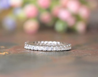 2.0mm Round Wedding Band Ring - Full Eternity Ring - Infinity Band Ring - Dainty Band Ring - Stacking Wedding Ring - Stackable Ring