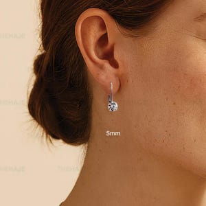 CZ Solitaire Leverback Earrings: 925 Sterling Silver or White Brass