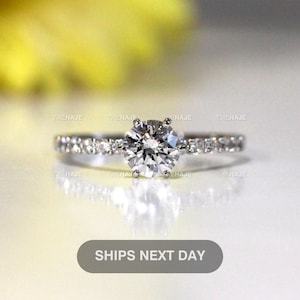 6.5mm Round Cut CZ Solitaire Engagement Ring - 925 Sterling Silver