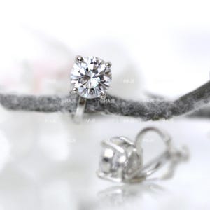 4-Prong Clip On Earrings, 5, 6, 7, 8, 9, 10 mm Silver OR Gold Round Solitaire Studs, Clip Stud Earrings, Cz Stud Clip On Earrings