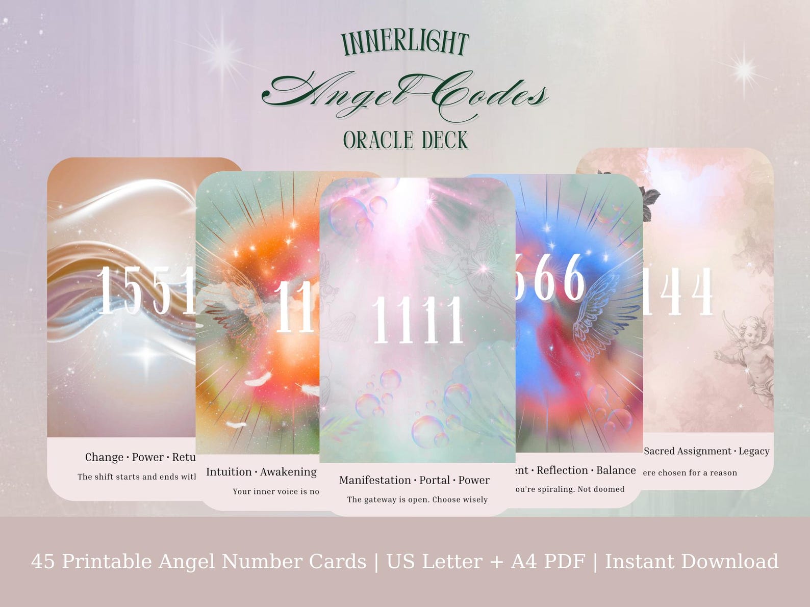 Innerlight Angel Codes Oracle Deck | 45 Spiritual Angel Number Cards ...