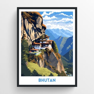 Bhutan Dreamscape Travel Wall Art - Enchanting Bhutan Artwork - Bhutan Travel Poster - Mystical Bhutan Home Decor - Bhutan gift