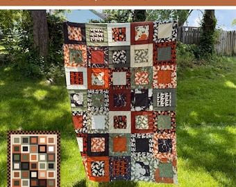 Gruselige Quadrate Quilt Anleitung | Anfängerfreundliches Halloween-Design (PDF-Muster)