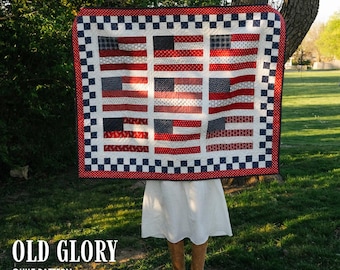 Het Old Glory-quiltpatroon | Amerikaanse vlag | Geschikt voor beginners, afvalstof (pdf-naaipatroon)