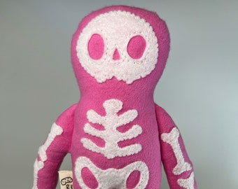 Handmade Stuffed Pink Skeleton Doll
