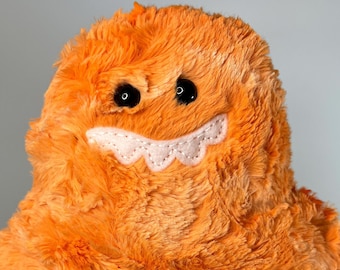 Handmade Fuzzy Orange Monster Plush