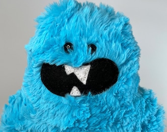 Handmade Fuzzy Blue Monster Plush