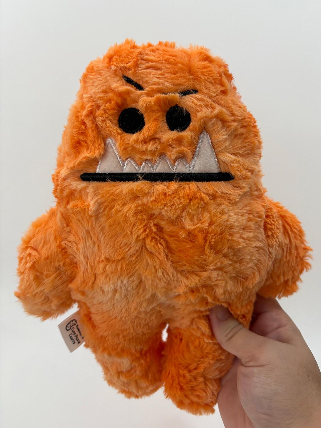 Handmade Orange Monster Plush Fuzzy Minky Stuffed Toy Weird Cuddly