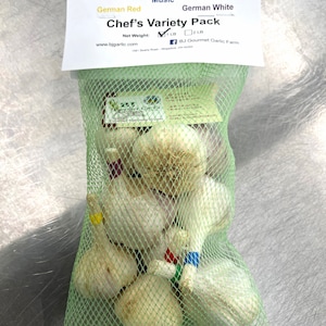 PRE-SALE 2025 1 Pound Garlic Bulbs Variety Pack - German White - Russian Red - Spanish Roja - Music - Italian Red Certified Natural Organic